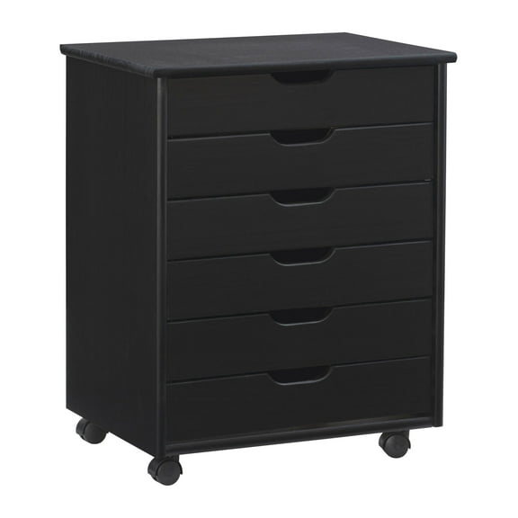 Linon Cary 6-rawer Wide Rolling Storage Cart, Black