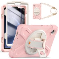 XYX Case for Samsung Galaxy Tab A9 8.7 inch SM-X110/SM-X115 with 360 Degree Rotating, Hand Strap, Shoulder Strap, Cherry Pink