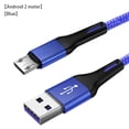 thumbnail image 1 of Cable de teléfono Cable USB de nylon Reemplazo de línea de datos de carga rápida para Android Micro USB, Azul, 2m Eigraketly  EL000707-05B, 1 of 2
