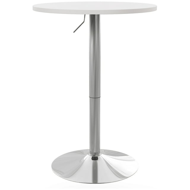 HOMCOM Table de Bar Haute, Table de Cuisine Ronde Réglable avec Plateau Pivotant et Base en Acier, Table Bistro pour 2 Personnes, Blanc
