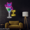 thumbnail image 2 of Glowneon I Like It Dirty Neon Sign, Pig Martini Cocktails Led Decor, 2 of 5
