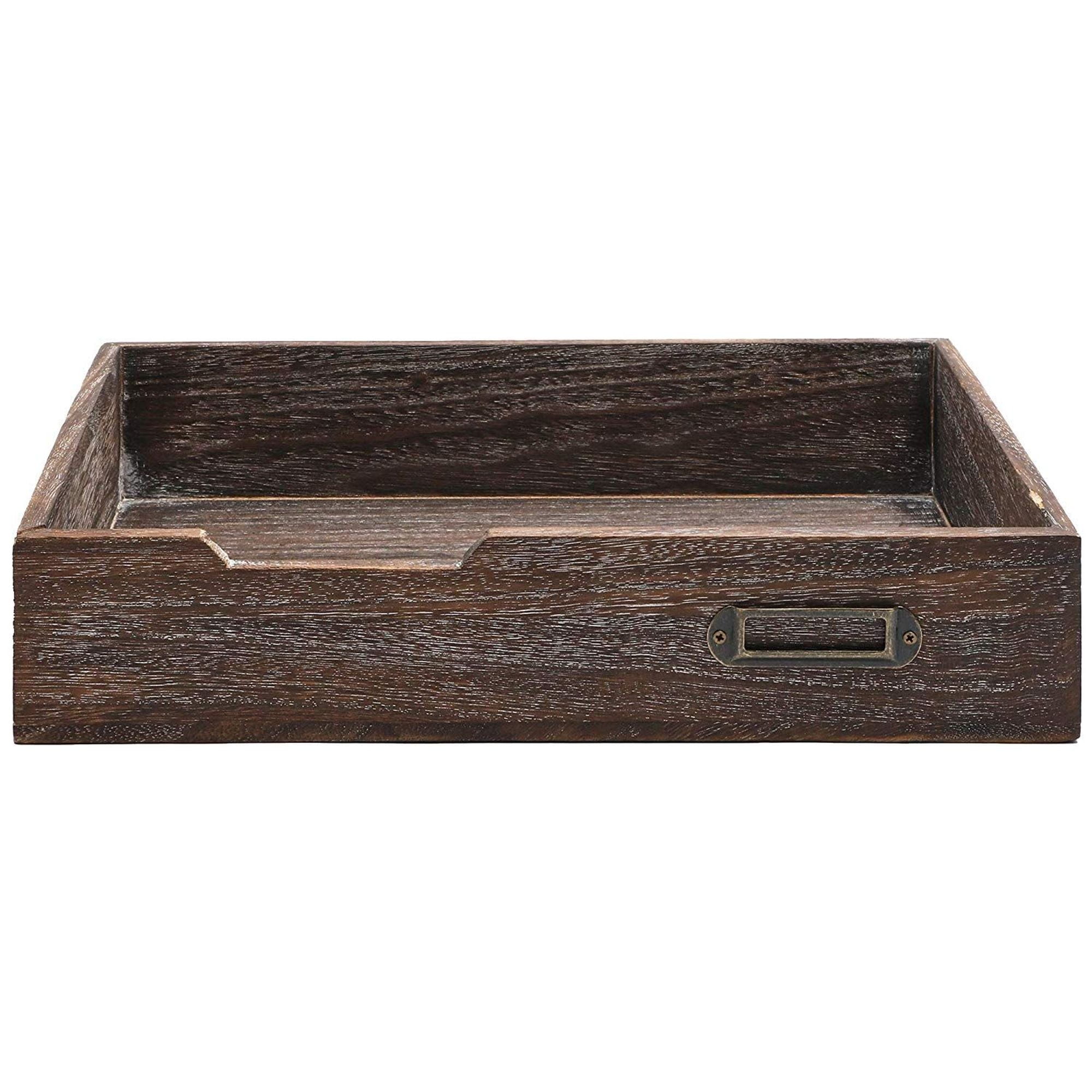 Rustic Wood Stackable Paper Tray, Vintage Office Desk Desktop Holder