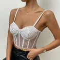 thumbnail image 7 of RYRJJ On Clearance Lace Corset Crop Top V Neck Elastic Straps for Party Streetwear Going Out Clubwear Corset Tops for Women Bustier(White,M), 7 of 7