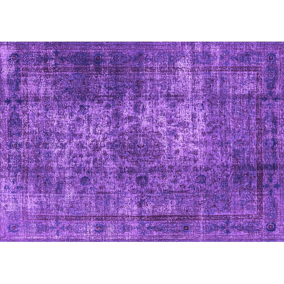 Ahgly Company Machine Washable Indoor Rectangle Oriental Purple Industrial Area Rugs, 7' x 10'