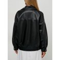 thumbnail image 4 of -Chaqueta de cuero sintético para mujer, abrigo holgado con cremallera y cinturón, color negro, para motociclista, primavera y otoño, 4 of 5