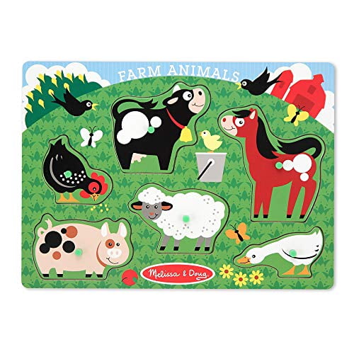 Melissa & Doug Rompecabezas de clavijas de madera con animales de granja (6 piezas) Melissa & Doug 3383