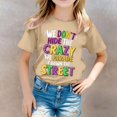 thumbnail image 2 of Glisme Girls Tops Size 5-6 Years Printed Round Neck Short Sleeved T Shirt Casual Top Funny Khaki Graphic Tee, 2 of 5