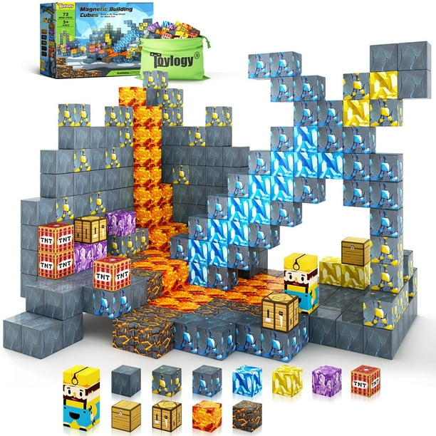 Bloques Magnéticos Mini Coodoo - 34 Piezas En Lata Metálica | Juguetes STEM De Construcción Para Niños 3+ | Compatibles Con Bloques Estándar