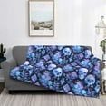thumbnail image 2 of Fotbe Skull blue crystal flower Manta de Franela con Estampado, Manta Ultrasuave para Cama, Sofá, Auto, Hipoalergénica y Antibolitas-60"x50", 2 of 6