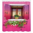thumbnail image 3 of Ambesonne Pink Shower Curtain, Outdoor Vintage Window Flowers, 69"Wx84"L, Pink and Multicolor, 3 of 3