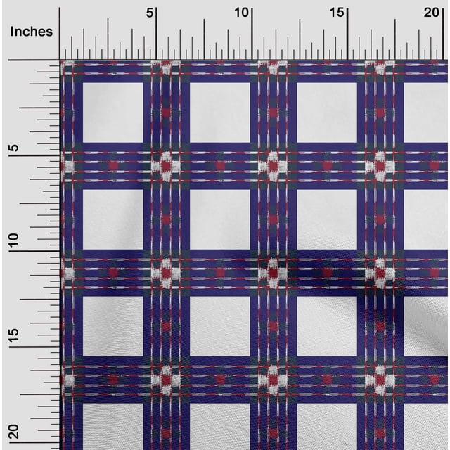 oneOone Cotton Poplin Fabric Check Ikat Decor Fabric Printed BTY 56 Inch Wide