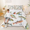 thumbnail image 2 of Feelyou Rustic Lake Fishing Queen Comforter Set for Kids Boys, Cartoon Farmhouse Animal Bedding Comforter Set, Reversible, 3-Piece, 2 of 6