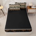 thumbnail image 4 of Castle Fairy Tribal Bear Deer Silhouette Zipper Queen Comforter Set with Fitted Sheet and 2 Pillowcases,Aztec Geometric Pine Tree Paw Zipper Bedding Set,Brown Cream Black,Black Reversible,4 Pieces, 4 of 6