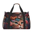 thumbnail image 1 of Fotbe Flower Crown Cat Bolsa de Viaje con Estampado, Bolsa de Fin de Semana para Mujer con Compartimento para Zapatos, Bolsa de Gimnasio con Bolsillo Húmedo, 1 of 7