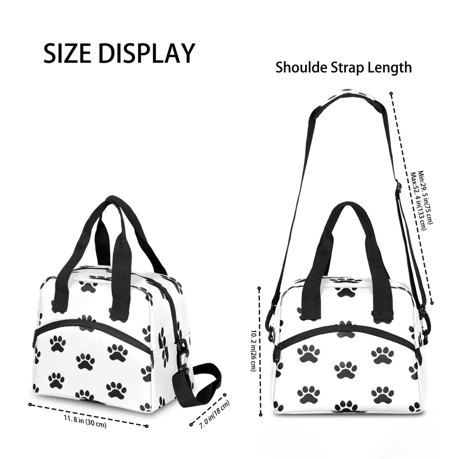 Herdesigns Dog Paws Insulated Lunch Bag for Women Men Adult, Reusable Insulated Cooler Lunch Box Lunch Tote Bag for Work Picnic Beach