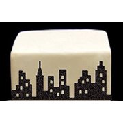 Scenic Theme Stick On / Lay On Cake Border Decoration Toppers (Super Hero Lighted City Backdrop)