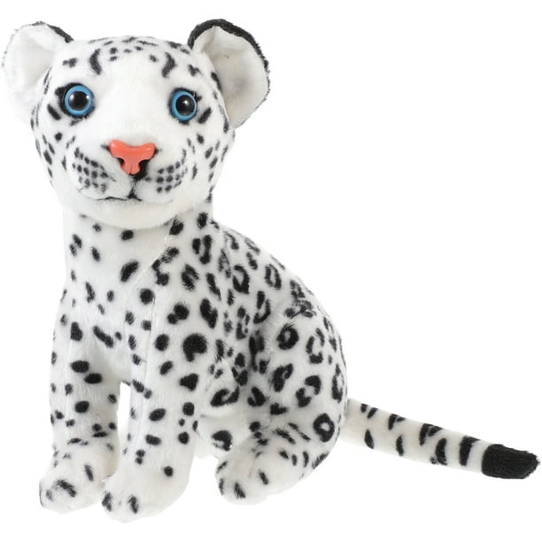 Figura de leopardo de las nieves de dibujos animados, muñeco de peluche, figura de leopardo de las nieves rellena, figura de Animal de peluche