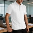 thumbnail image 5 of TKKCS Mens Jacquard Knit Polo Shirt- Regular Fit Breathable Business Casual Short Sleeve Moisture-Wicking Collared Shirts White Size XL, 5 of 7