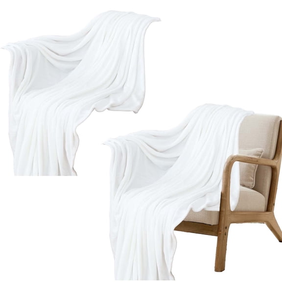 Denhf Fleece Throw Blanket for Couch, Super Soft Warm Fuzzy Cozy Flannel Blanket, Lightweight Plush Fluffy Blanket for Sofa, Bed and Living Room, Suitable for All Seasons, 60" x 80", White