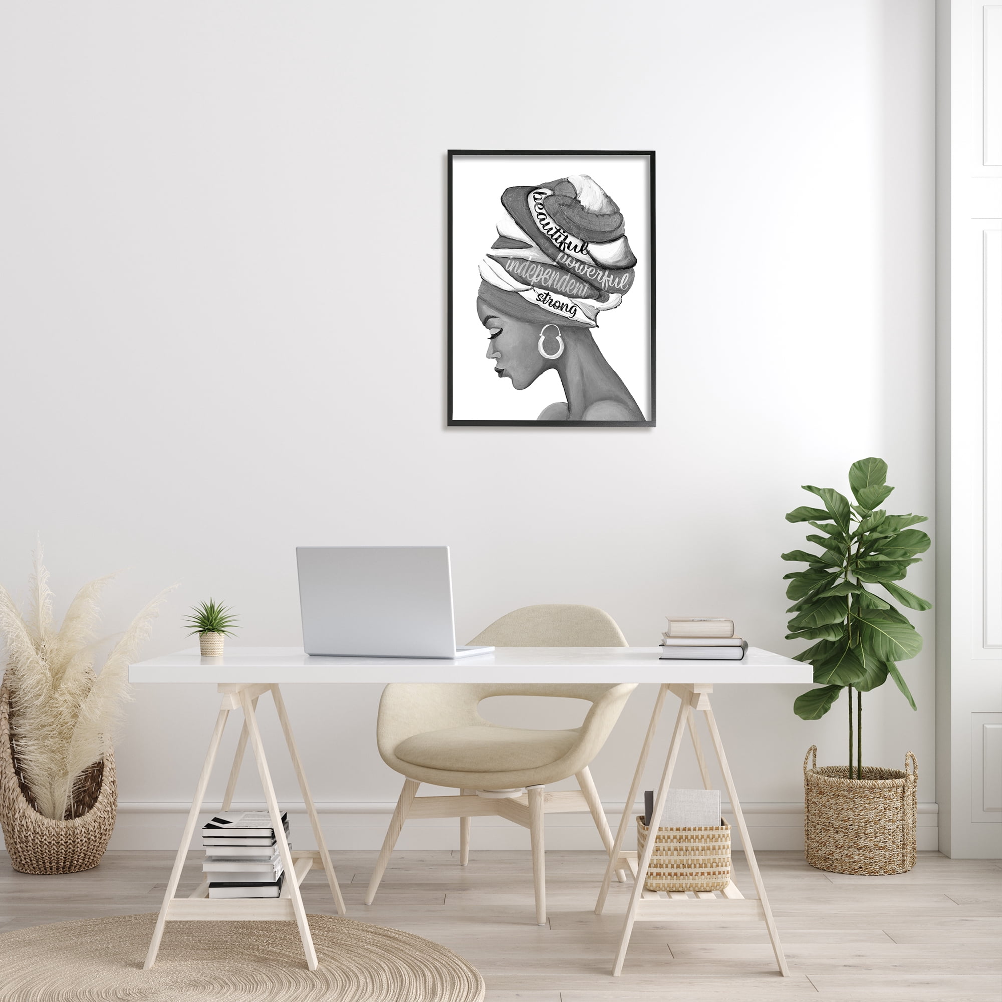 Stupell Indtries Beautiful Powerful Independent Phrases Woman with Headwrap,24 x 30,Design by Gina Ritter