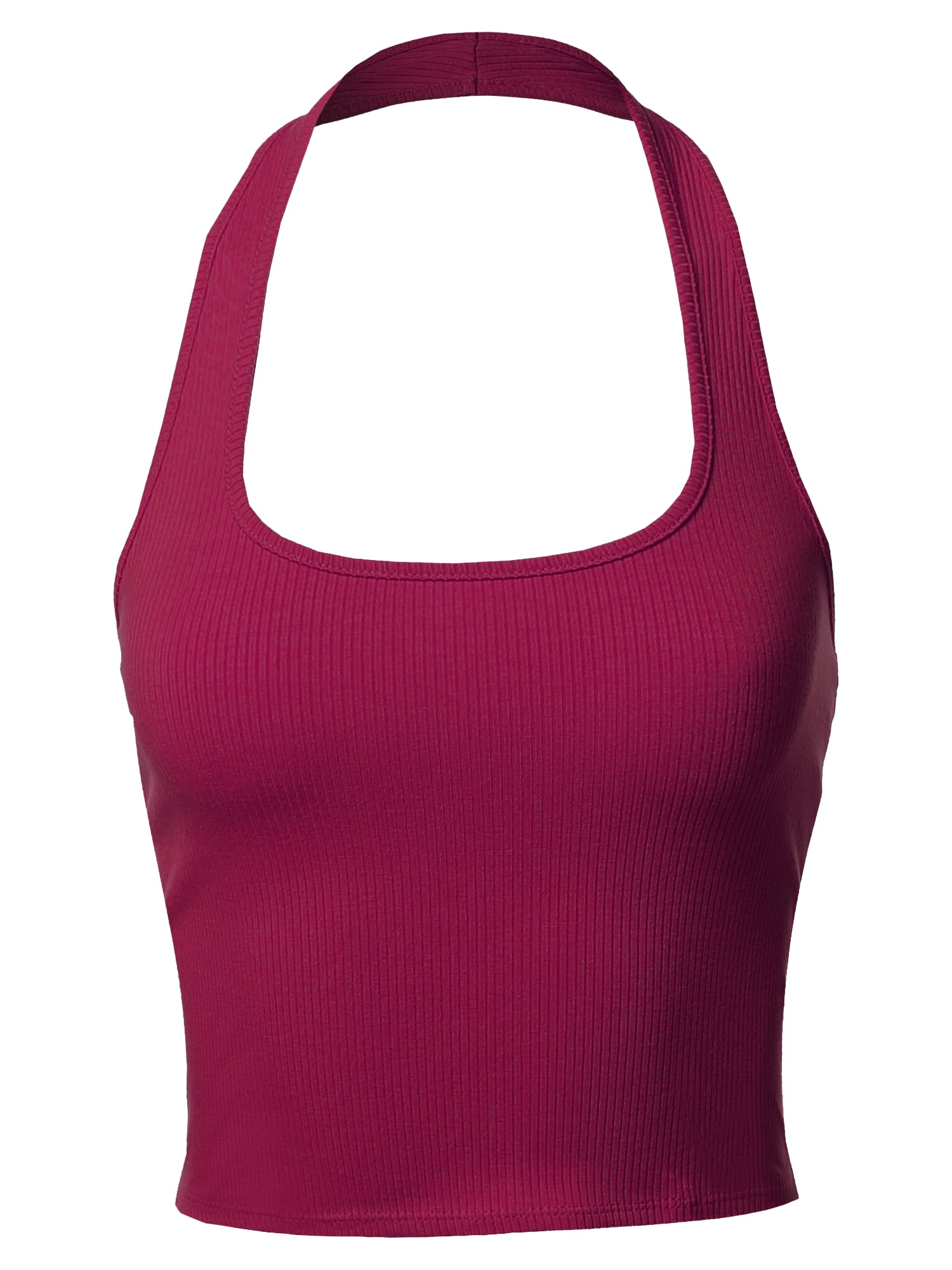 A2Y Women's Halter Neck Heavy Rib Rayon Spandex Crop Top Royal