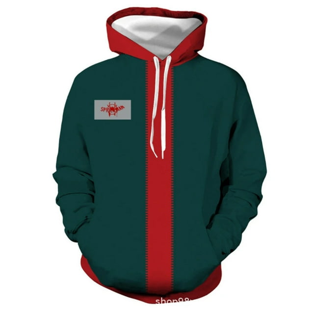 Spider-Man : Into the Spider-Verse Miles Anime Impression 3D Performance Cosplay Chandail à Capuchon à Fermeture Éclair pour Hommes