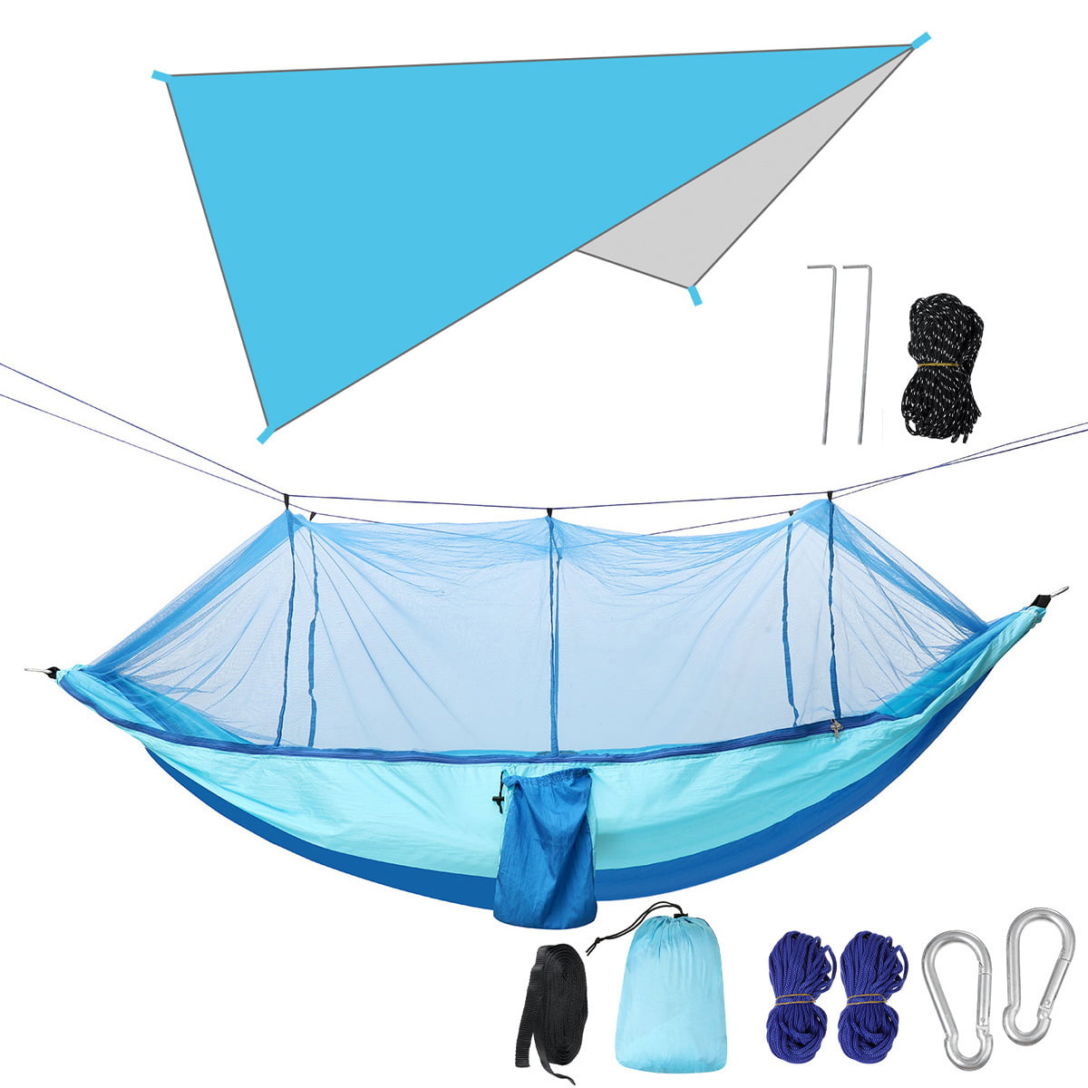 2 Person Camping Hammock Tent Mosquito Net+Waterproof Rainfly Tarp Shelter 