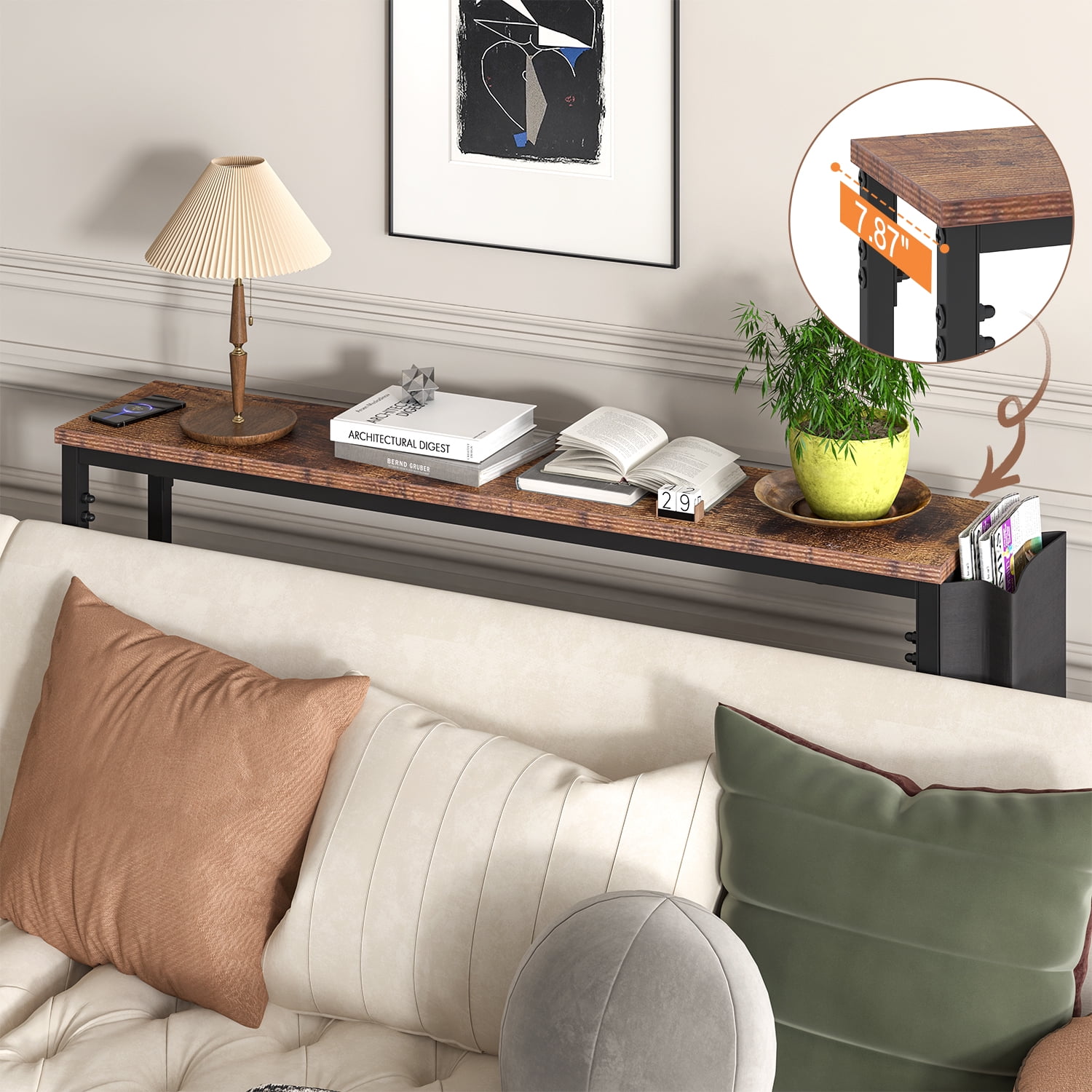 Frmobepts Console Table for Entryway, 2 Tier Entryway Table Bookshelf Accent Table With Storage Shelf Living Room Entry Hall Foyer Table Furniture, Brown