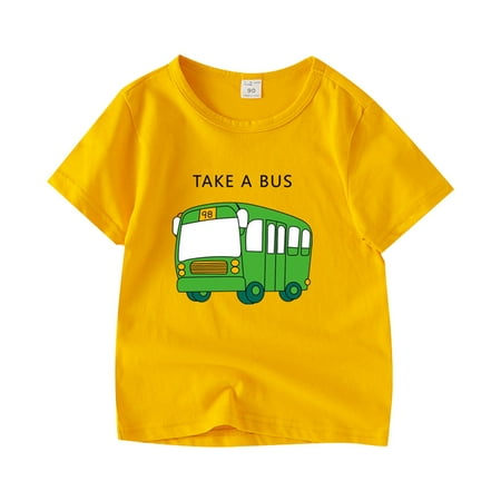

ZIZOCWA 3 Year Old Boy T Shirt Small Pack Toddler Kids Baby Boys Girls Summer Cartoon Short Sleeve Crewneck Car Cartoon T Shirts Tops Tee Clothes for Yellow110