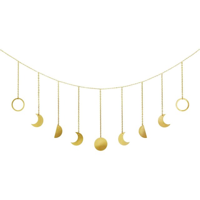 Colgante de pared decorativo de metal martillado con fases lunares, detalles bohemios para un toque cósmico fascinante, hecho a mano con martillo rústico Khasar, acero de aluminio liviano para una