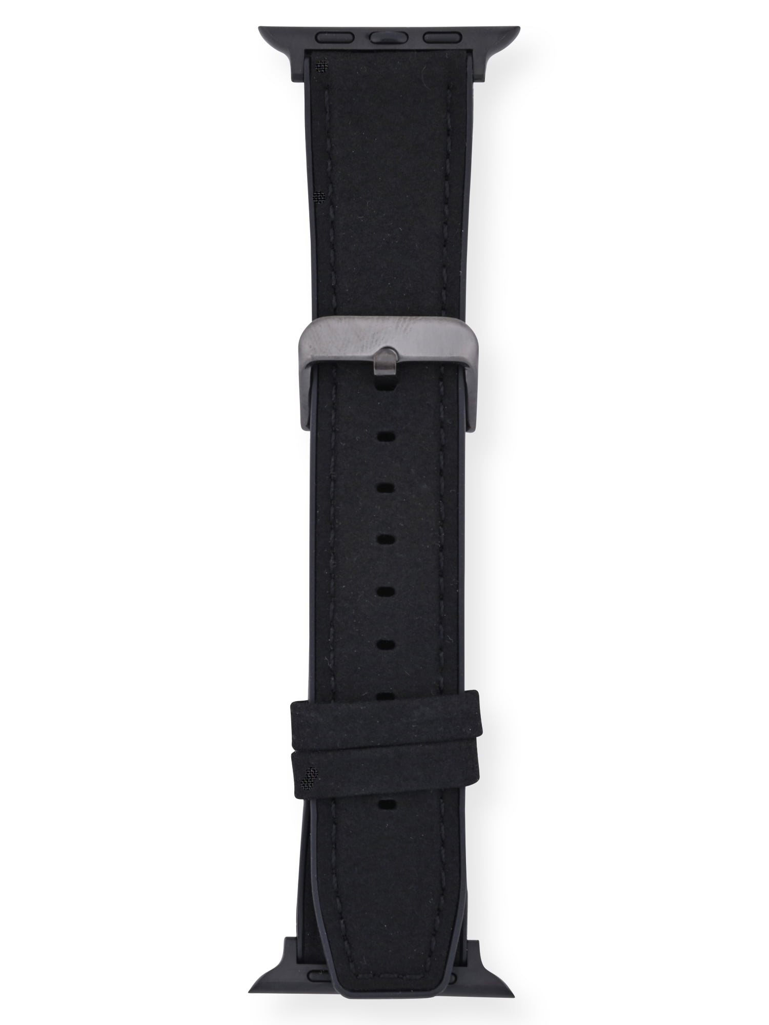 Adult Mens Soft Black Sueded 2 Piece PU Leather Replacement Strap . 38-41MM