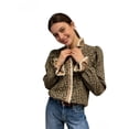 thumbnail image 4 of Women'S Retro Leopard Print Ruffle Neck Long Sleeve Top - Elegant Blouse With Puffed Sleeve Edges, All-Season Party & Everyday Shirt, Classic Fit Animal Print Women'S Fashion Top, 4 of 7