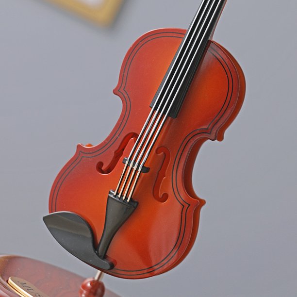 Regalo creativo caja de música giratoria de violín retro caja de música Pipa regalo de estudiante adornos de decoración del hogar, violín