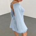 thumbnail image 2 of Robe Tricotée Unie pour Femmes avec Style Dos Nu pour Fêtes, 2 of 4