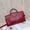 red, variant on Genuine Cowhide Women Crossbody Bag, Glossy Crocodile Embossed Metal-Ring Top-Handle Purse
