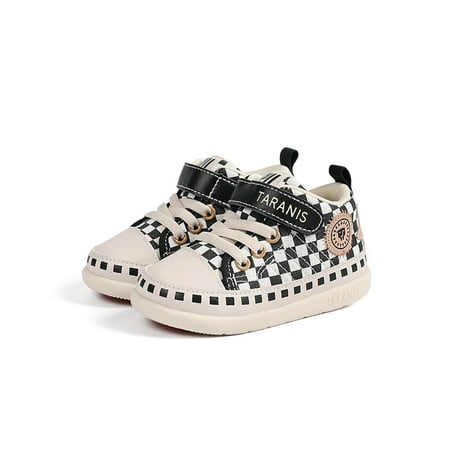 

TARANIS 211 Series Toddler Baby Plaid Sneakers Soft Sole Non-slip Hook And Loop Fastener Canvas Shoes First Walkers Crib Shoes For Boys And Girls