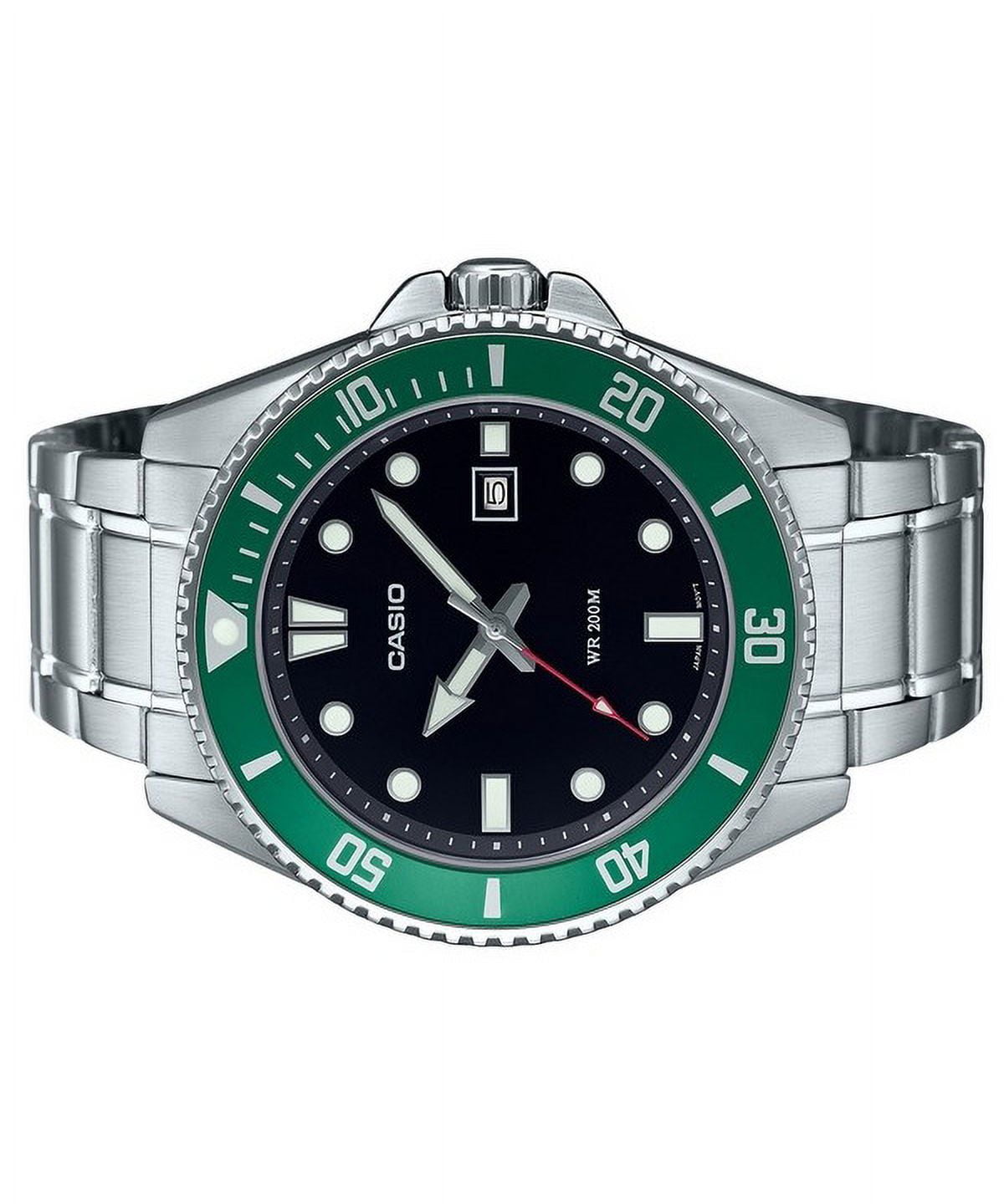 Casio MDV107D-3A Men's Divers 200M WR Green Bezel Stainless Steel Watch