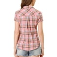 thumbnail image 3 of INSPIRE CHIC Women's Plaid Shirts Point Collar Button Down Blouses 3XL Light Pink, 3 of 7