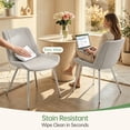 thumbnail image 4 of Modern Faux Leather Dining Chairs Set of 2, Upholstered Dining Side Chairs with Metal Legs, Comfort Backrest Chair For Kitchen Dining Room Cafe(Grey, Silver Legs), 4 of 11