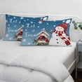 thumbnail image 3 of Blue Grey Snowman Christmas Pillow Covers, Linen Long Throw Pillow Case, Xmas Snowflake Birds Berry Winter Holiday Pillow Protector Decorative Cushion Cover for Living Room/Bedroom 12" x 20", 3 of 8