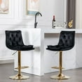 thumbnail image 4 of Set of 2 Bar Stools,with Chrome Footrest and Base Swivel Height Adjustable Mechanical Lifting Velvet + Golden Leg Simple Bar Stoo, Black, 4 of 9