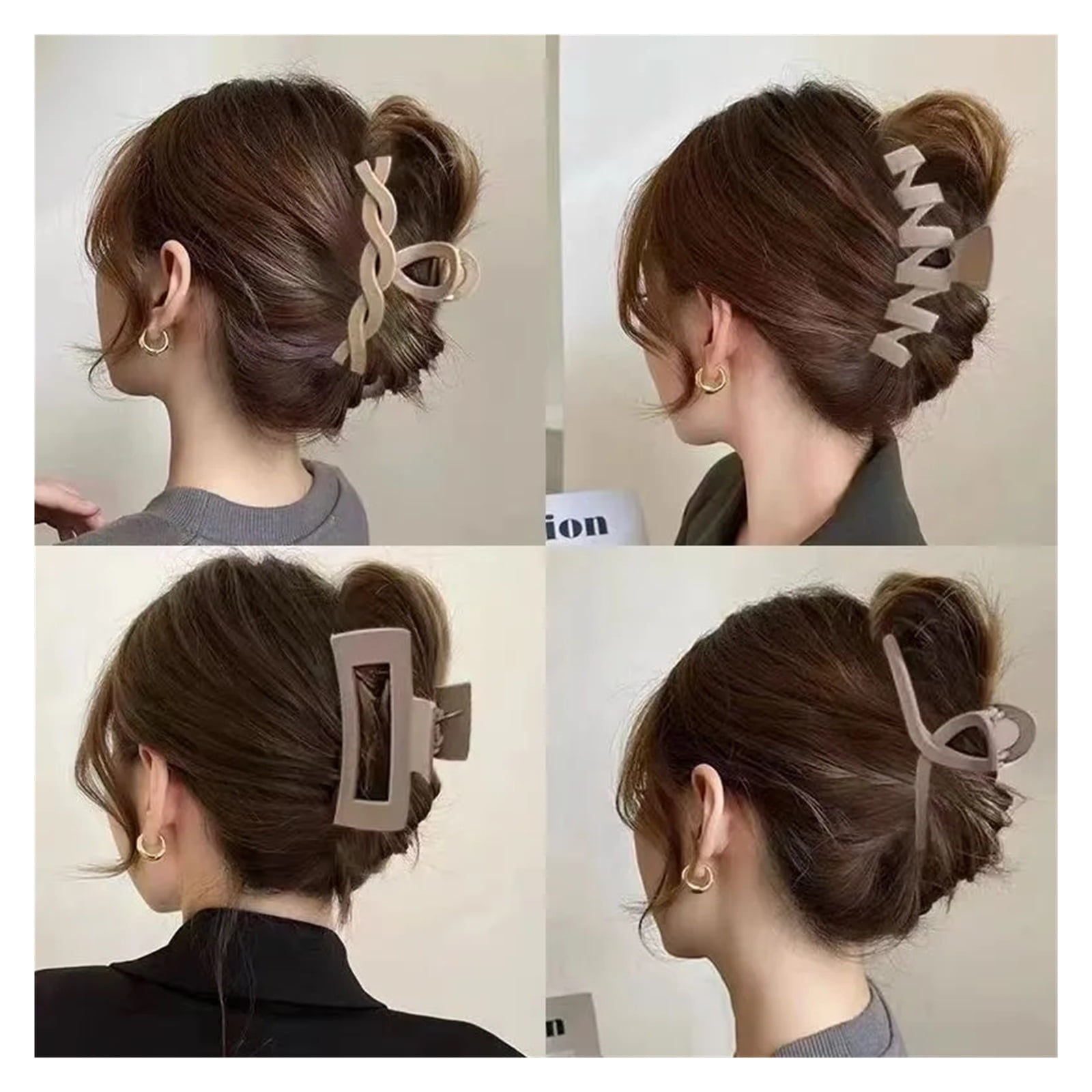 Stylish Hair Clips for Women- Large Autumn/Winter Claw Clip Set with Plush Fabric for Creating Elegant Updos and Chic Hairstyles