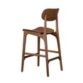 thumbnail image 3 of Seln 24 Inch Counter Stool Chair, Curved Seat, Open Back, Dark Brown Wood, 3 of 6