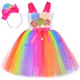 thumbnail image 2 of Vestido de tul con forma de piruleta para niña, vestido de tul con diseño de arcoíris para fiesta de cumpleaños de niña, disfraz de carnaval y Halloween para niña, vestido de princesa, 2 of 5