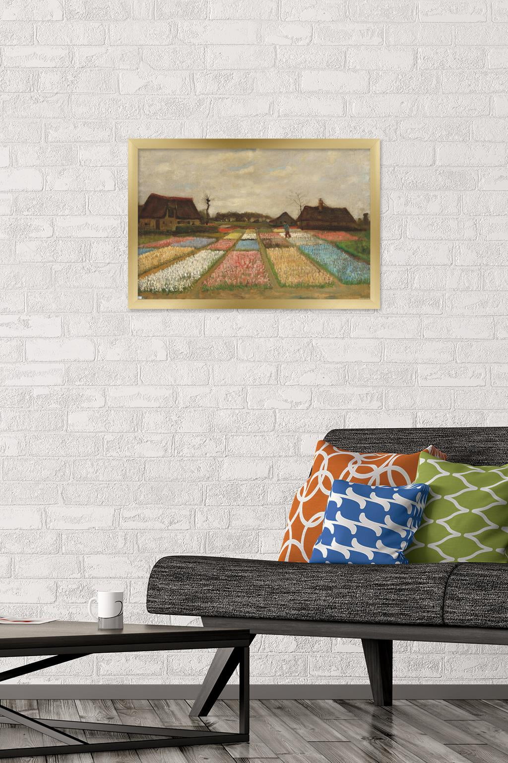 Flower Beds in Holland by Vincent van Gogh Wall Poster, 14.725" x 22.375" Framed