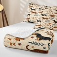 thumbnail image 4 of Manfei Cartoon Dachshund Quilt Full, Vintage Leaf Botanical Full Bedspread Sets, Cream, 3 Pieces, 1 Coverlet and 2 Pillowcases, 4 of 7