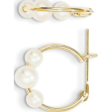 Pearl Diecast Hoops - 14k Yellow Gold Madi K FW Cultured Pearl Hoop (4x15mm) Earrings