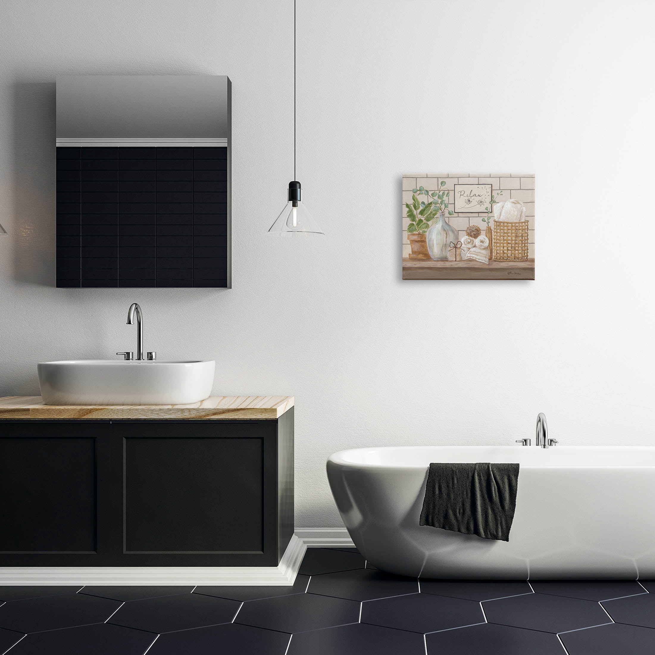 Stupell Industries Uplifting Bathroom Spa Relax Scene Painting Gallery Wrapped Canvas Print Wall Art, Design by Pam Britton