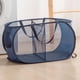 thumbnail image 1 of Cesta plegable de la ropa sucia con malla, dos compartimentos y asas para dormitorio, casa, viajes, organizador de cestas de gran capacidad, 1 of 6