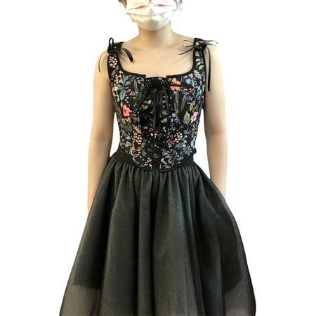 

Inevnen Women Corset Camisole Vintage Sleeveless Flower Lacing Slim Fit Tops for Party Club